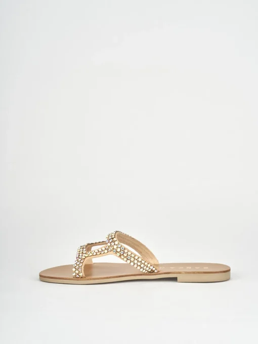 Ciabatte tacco 1cm pelle beige