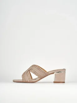 Ciabatte tacco 5cm pelle bronzo