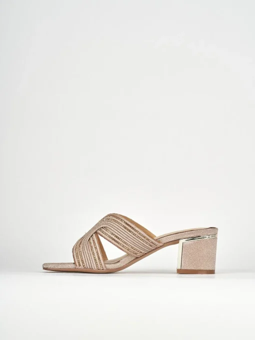 Ciabatte tacco 5cm pelle bronzo