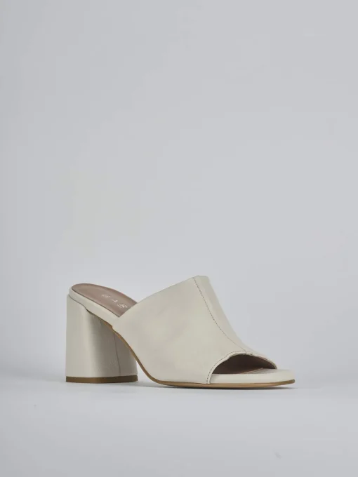 Ciabatte tacco 7cm pelle bianco