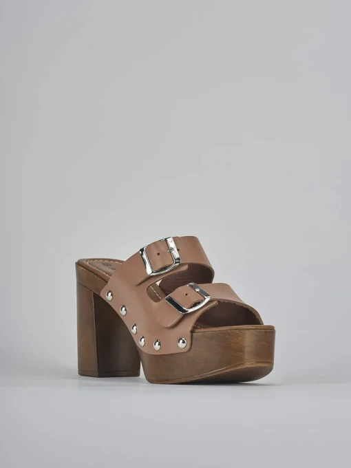 Ciabatte tacco 10cm pelle beige