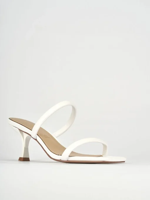 Ciabatte tacco 5cm pelle bianco