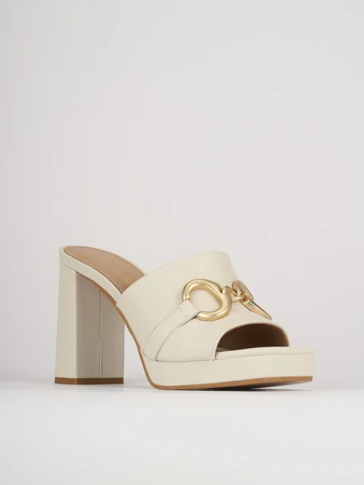 Ciabatte tacco 9cm pelle bianco