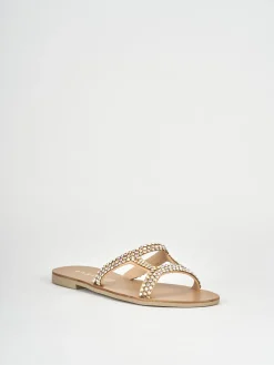 Ciabatte tacco 1cm pelle beige
