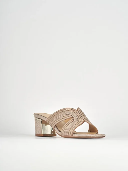 Ciabatte tacco 5cm pelle bronzo