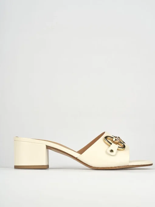 Ciabatte tacco 5cm pelle bianco