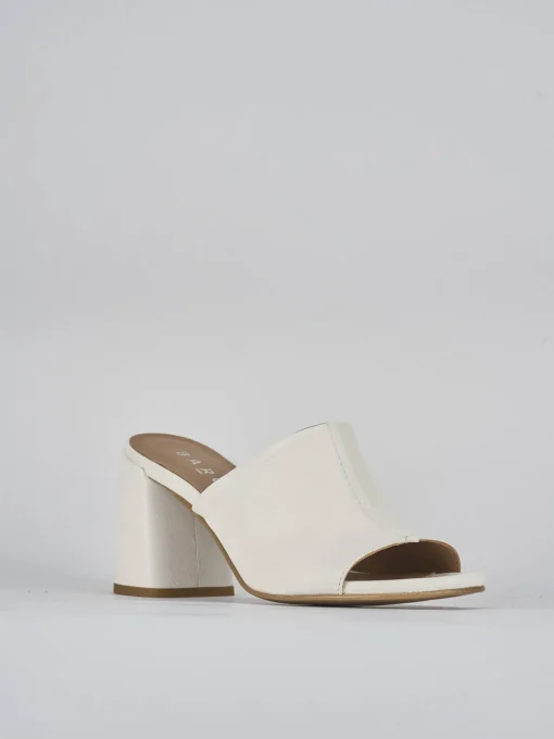 Ciabatte tacco 7cm pelle bianco