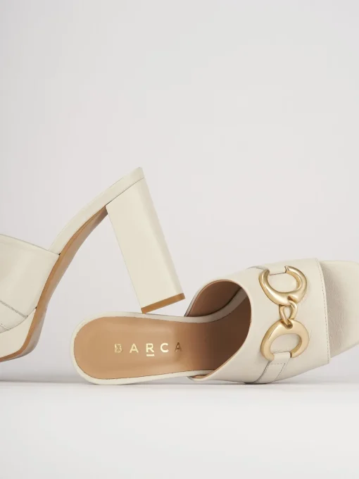 Ciabatte tacco 9cm pelle bianco
