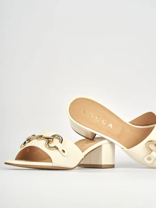 Ciabatte tacco 5cm pelle bianco