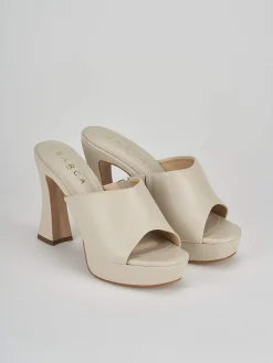 Ciabatte tacco 11cm pelle beige
