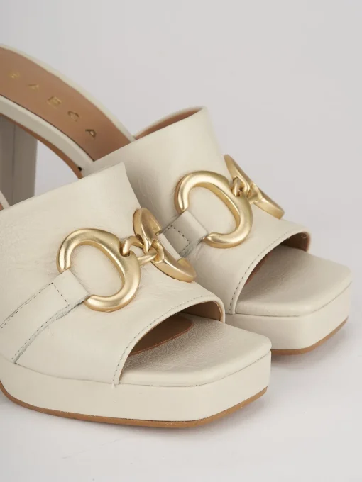Ciabatte tacco 9cm pelle bianco