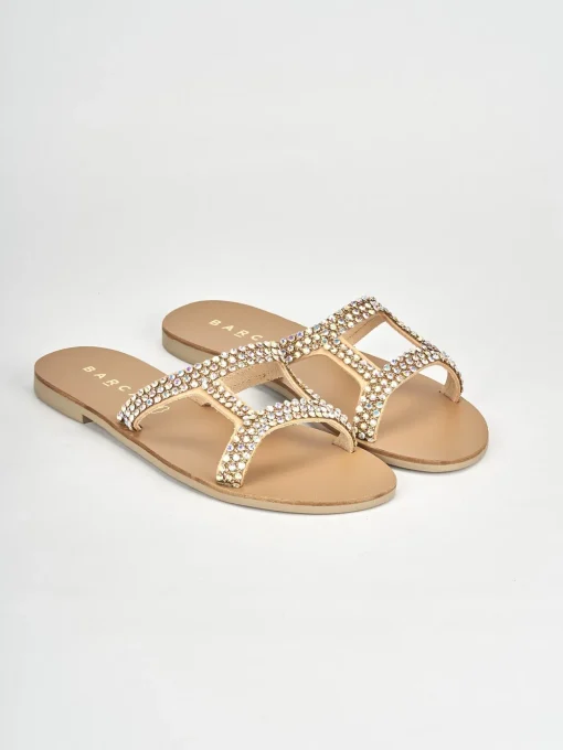 Ciabatte tacco 1cm pelle beige