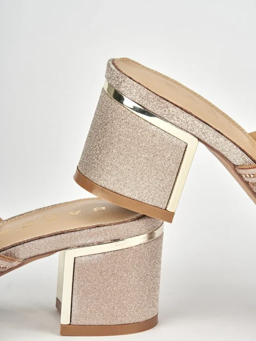Ciabatte tacco 5cm pelle bronzo