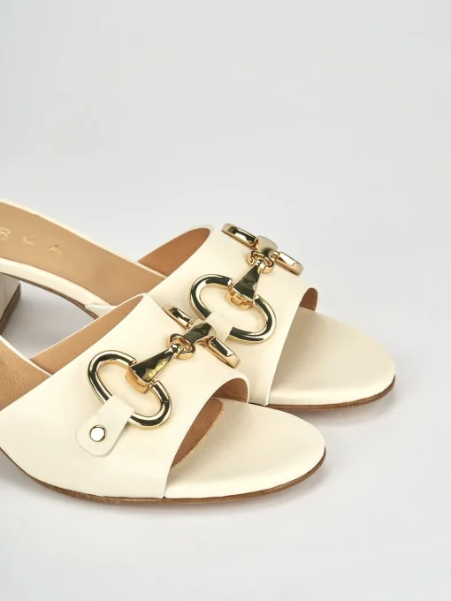 Ciabatte tacco 5cm pelle bianco