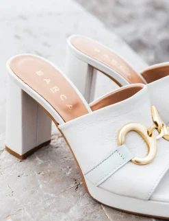 Ciabatte tacco 9cm pelle bianco