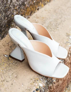 Ciabatte tacco 10cm pelle bianco