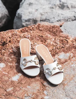 Ciabatte tacco 5cm pelle bianco