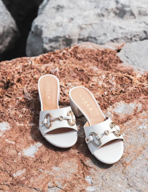Ciabatte tacco 5cm pelle bianco