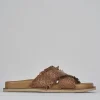 Ciabatte tacco 1cm pelle marrone