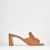 Ciabatte tacco 7cm pelle marrone