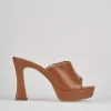 Ciabatte tacco 11cm pelle marrone