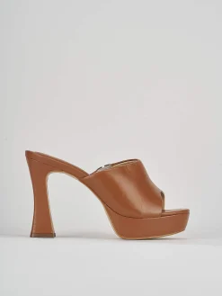 Ciabatte tacco 11cm pelle marrone