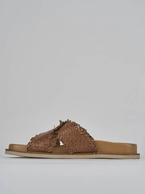 Ciabatte tacco 1cm pelle marrone
