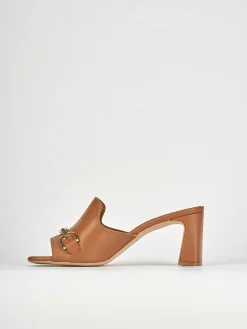 Ciabatte tacco 7cm pelle marrone
