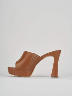 Ciabatte tacco 11cm pelle marrone