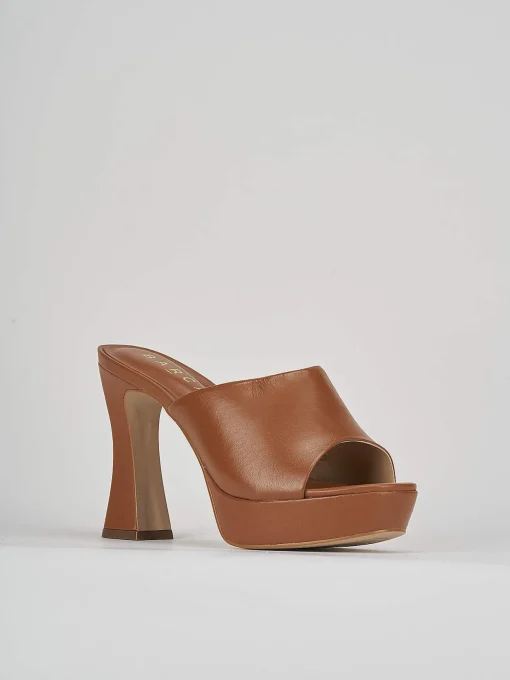 Ciabatte tacco 11cm pelle marrone