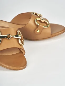 Ciabatte tacco 5cm pelle marrone