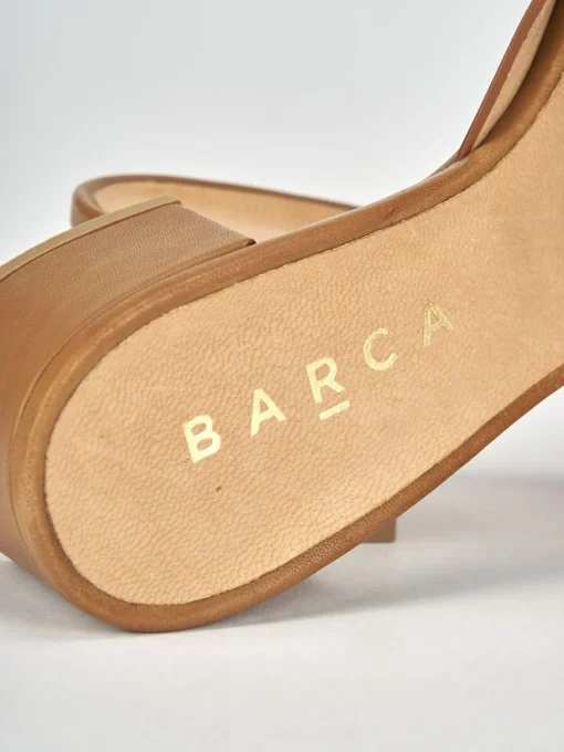 Ciabatte tacco 5cm pelle marrone