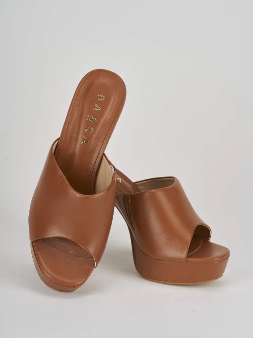 Ciabatte tacco 11cm pelle marrone