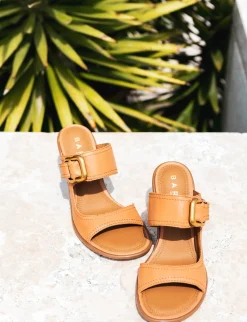 Ciabatte tacco 9cm pelle marrone
