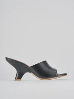 Ciabatte tacco 8cm pelle nero