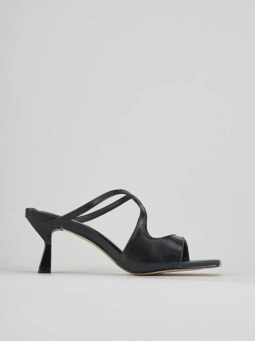 Ciabatte tacco 6cm pelle nero