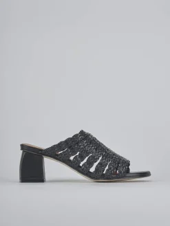 Ciabatte tacco 5cm pelle nero