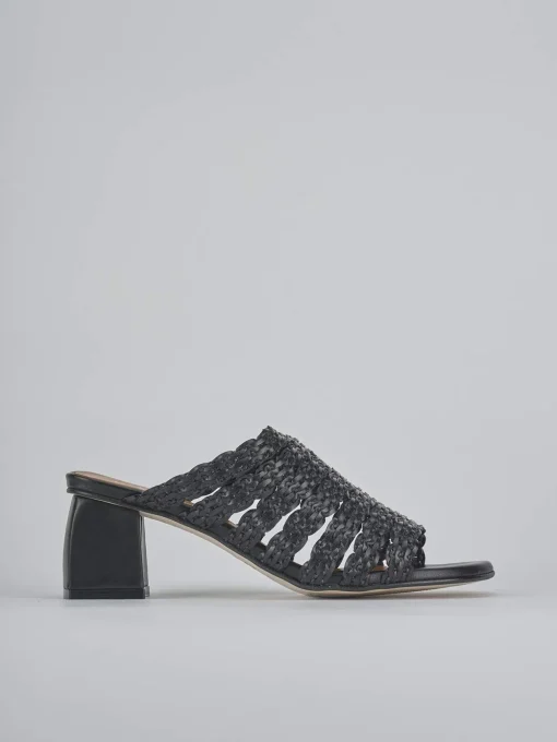 Ciabatte tacco 5cm pelle nero
