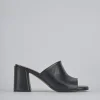 Ciabatte tacco 7cm pelle nero