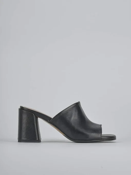 Ciabatte tacco 7cm pelle nero
