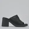 Ciabatte tacco 6cm pelle nero