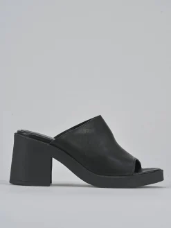 Ciabatte tacco 6cm pelle nero