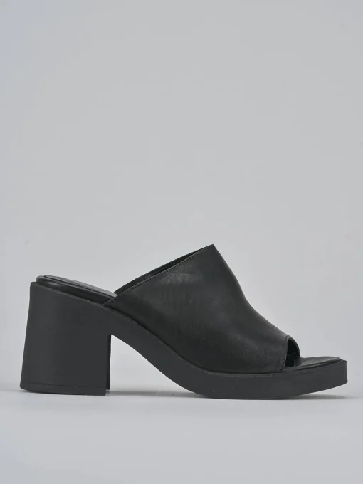 Ciabatte tacco 6cm pelle nero