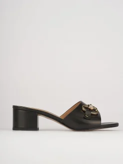 Ciabatte tacco 5cm pelle nero