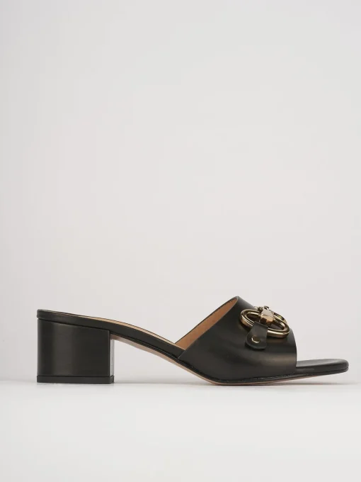 Ciabatte tacco 5cm pelle nero