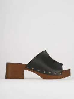 Ciabatte tacco 5cm pelle nero