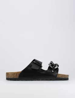 Ciabatte tacco 1cm pelle nero