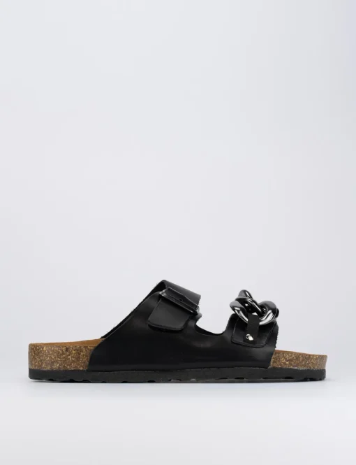 Ciabatte tacco 1cm pelle nero