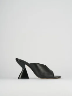 Ciabatte tacco 10cm pelle nero