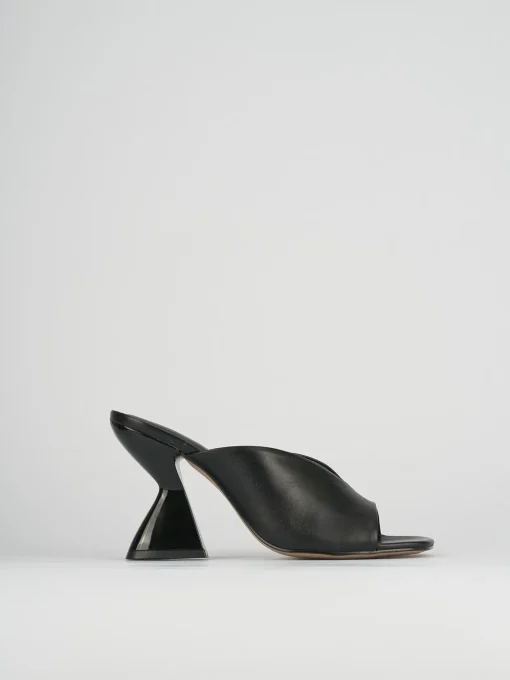 Ciabatte tacco 10cm pelle nero